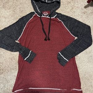 BKE Men's Maroon and Charcoal Hooded Sweater